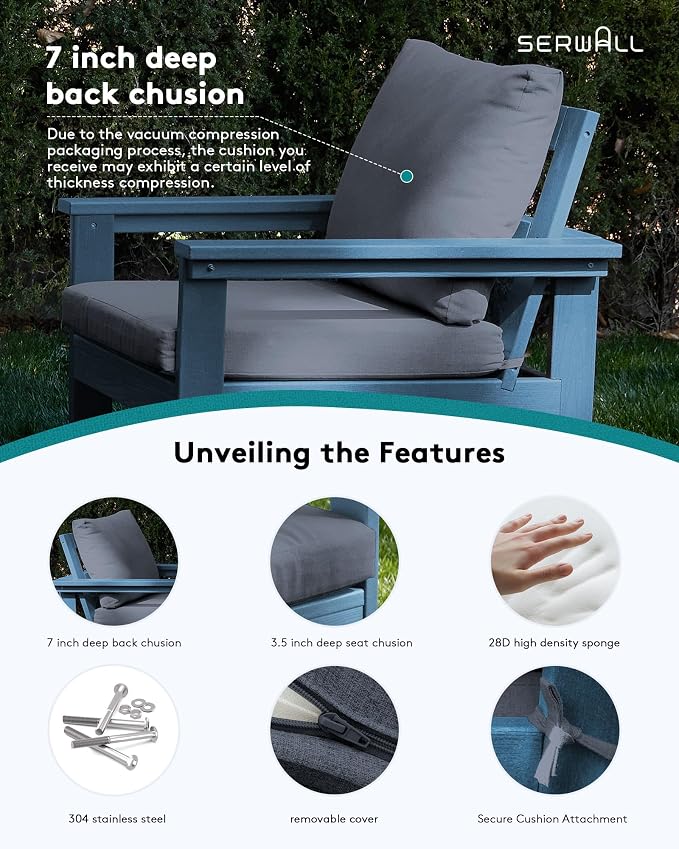 SERWALL HDPE Outdoor Patio Furniture Set | with Coffee Table & Side Table