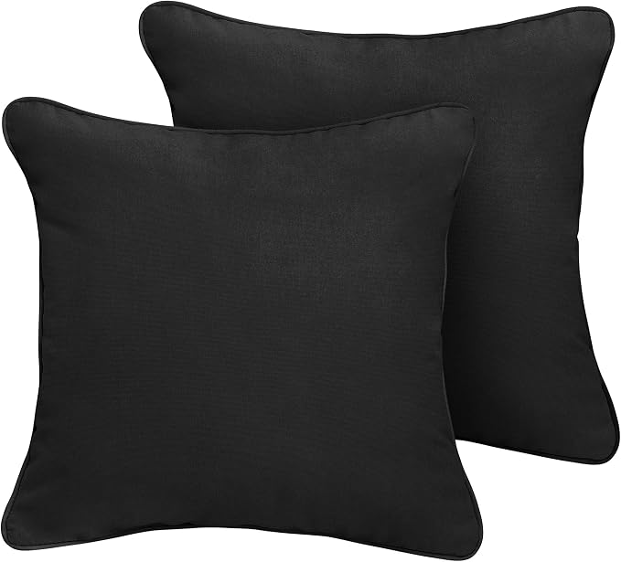 Mozaic AMZ353601SP Sunbrella Canvas Black Outdoor Pillow Set, 18 x 18