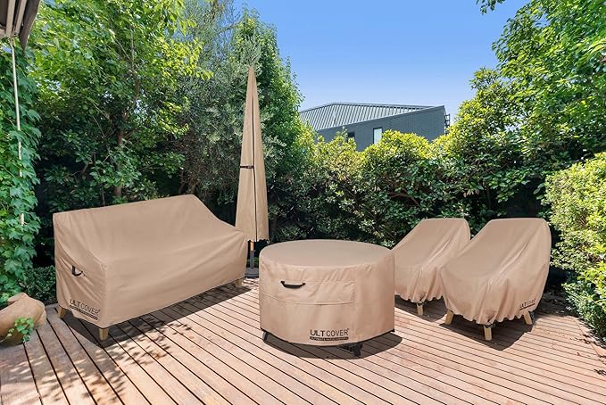 ULTCOVER Waterproof Patio Chair Cover – Outdoor Lounge Deep Seat Single Lawn Chair Cover Fits Up to 35W x 35D x 34H inches