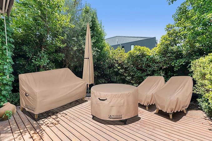 ULTCOVER Waterproof Patio Chair Cover 4 Pack – Outdoor Lounge Deep Seat Single Lawn Chair Cover Fits Up to 38W x 34D x 34H inches