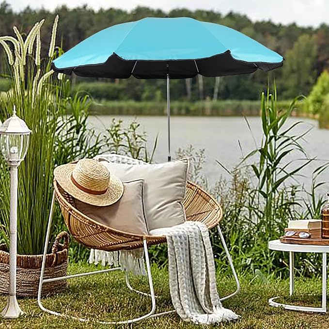 2 Pack Classic 46 Inch D-Blue Portable Umbrellas with Universal Clamp for Patio, Beach, Wheelchair, Golf Carts (Excluding chairs)