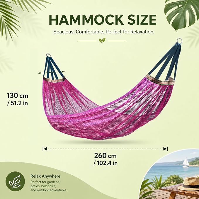Outdoor Hammock Without Stand|Camping Hammock Lightweight Portable, Anti-roll Breathable Mesh Outdoor with Tree Straps & Carry Bag, (102.36x51.18in)