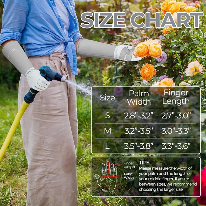 HANDLANDY Rose Pruning Gloves for Men Women, Thorn Proof Gardening Gloves | Long Leather Gardening Gloves, Breathable Leather Gauntlet, Best Garden Gifts & Tools for Gardener (Silver Gray, S)
