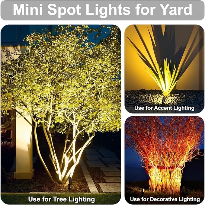 Mini LED Spot Lights Outdoor, 5W 12V Outdoor Bronze Low Voltage Landscape Spot Lights Wired for Tree House Yard Garden, 60° Beam Angle, 2200K/2700K/3000K/4000K /5000K, Aluminium, 6PK