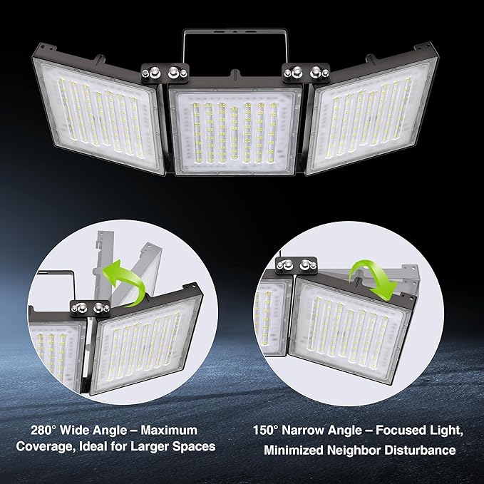 STASUN 480W LED Flood Light, Mini Series Exterior Floodlight, 48000LM 6000K Daylight White, IP66 Waterproof, 3 Adjustable Panels, Outdoor LED Security Lighting for Backyard, Driveway, Parking Lot
