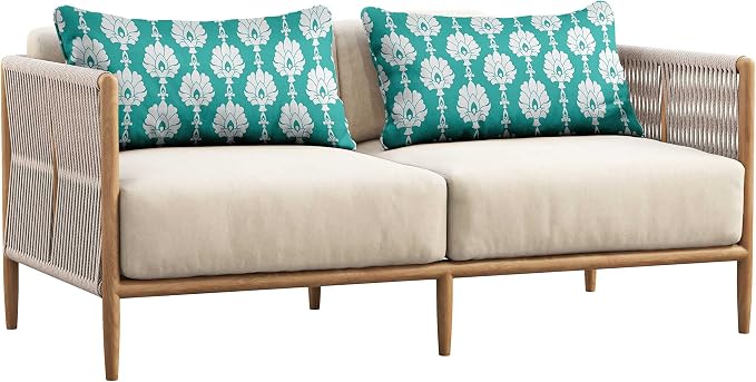 Indoor/Outdoor Polyester Fabric Lumbar Pillow Cover, All-Weather Waterproof Rectangular Cushion Case for Patio Furniture, 12 x 20 Set of 2 - Block-57