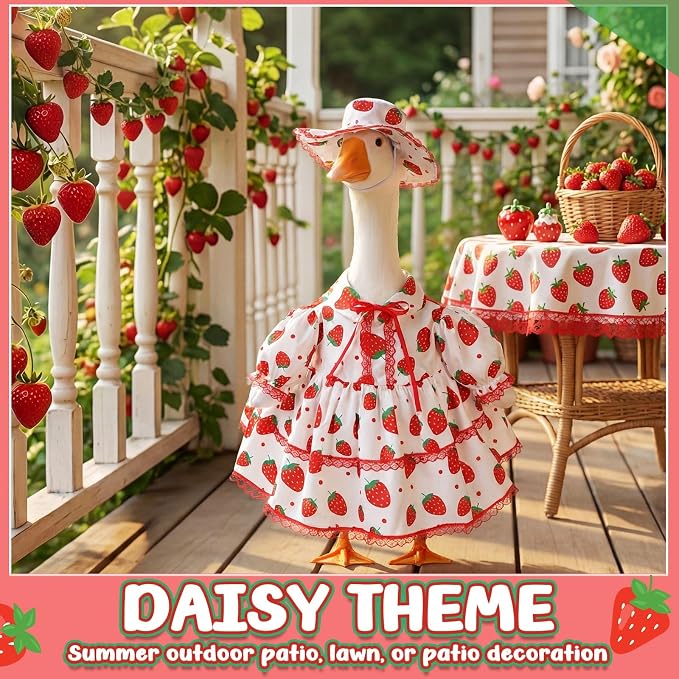 FuWeave Fall Porch Goose Outfit for Lawn Decor | Fits 23"/17" Lawn Plastic/Cement Statue Goose Costume Dress for Front Outdoor Courtyard Garden Patio Yard Decoration