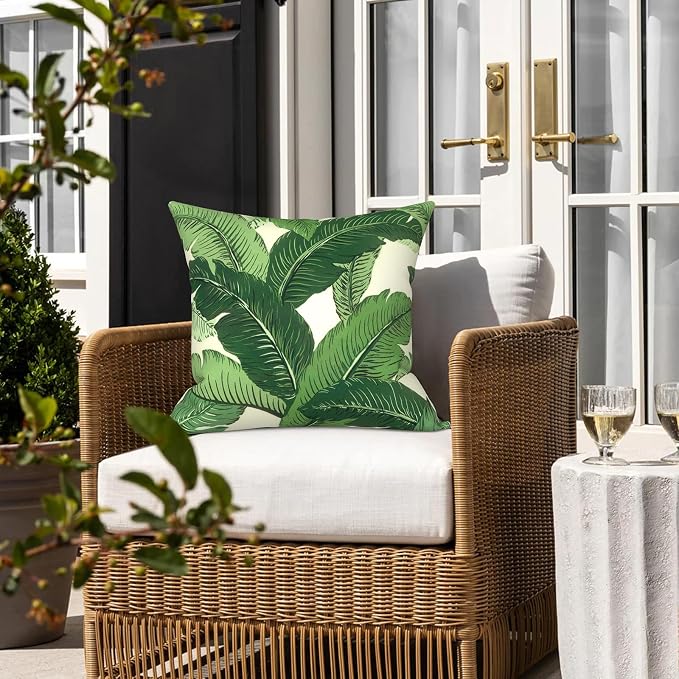 LVTXIII Outdoor/Indoor Throw Pillows, Decorative Throw Pillows with Inserts, 18"x18" Square Pillows for Bed, Couch, Sofa and Patio Furniture (Set of 2, Swaying Palms Green)