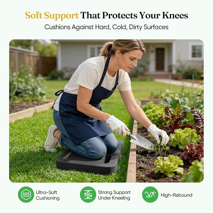 Grenebo 1-Pack Kneeling Pads, Extra Thick, 17.3 x 11 x 1.6 in, Black | Soft NBR Foam Cushion for gardening kneeling pad use, Knee pad support for Gardening, Baby Bathing, Exercise and Work