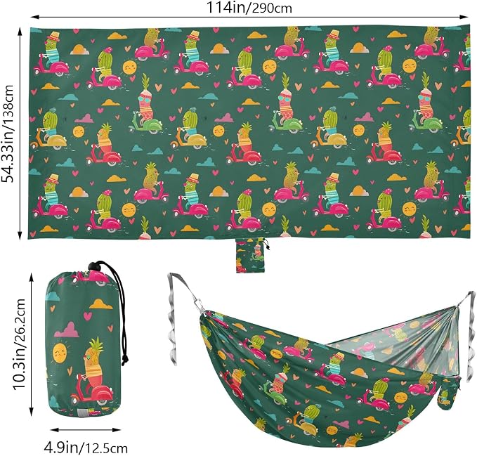 Camping Hammock Outdoor Hammocks for Outside Pineapple Cycling Cute Beach Trees Portable Lightweight with Pockets Tree Straps Indoor