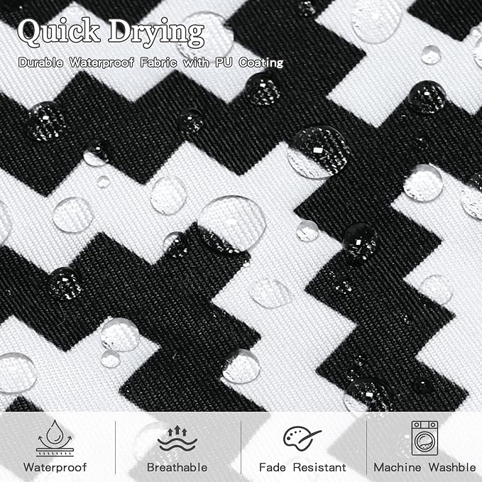 Geometric Outdoor Waterproof Pillow Covers 18x18 Inch Set of 2 | Black and White Modern Geometric Throw Pillows Cover, Decorative Cushion Covers for Summer Patio Garden Porch Sofa