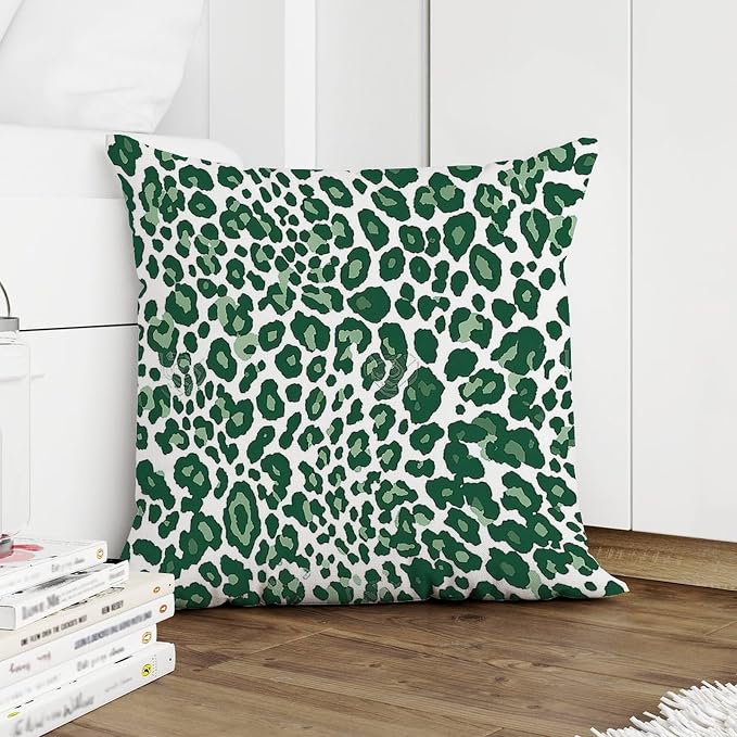 Leopard Graphite Green Dot Pillowcase Green African Tribal Throw Pillow Cover Modern Outdoor Waterproof Decorative Pillow Cover for Patio Garden Sofa Chairs 24x24 in