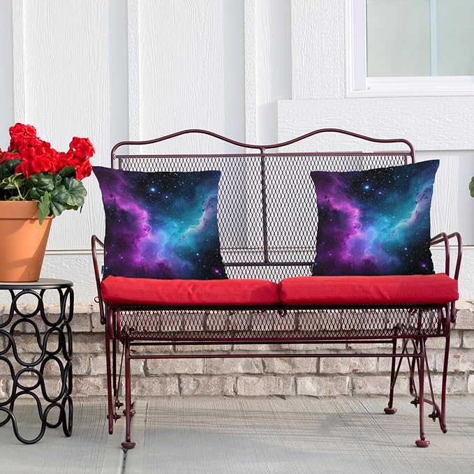 Swono Galaxy Space Set of 2 Throw Pillow Covers Cosmos Starry Night Stars Galaxy Outer Space 18x18 Inches Pillow Cases Standard Cushion Cover Square Pillowcases for Men Women Decorative Home Bed Sofa