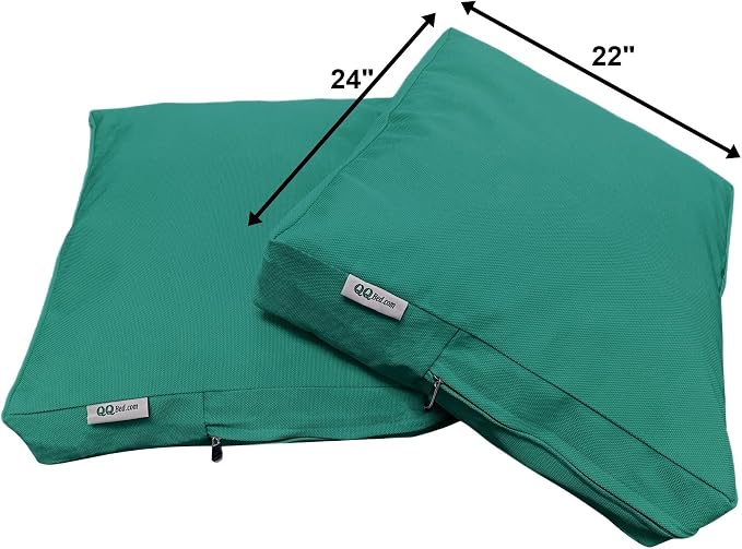2 Pack 24X22 Inch Outdoor Back Cushion Memory Foam Pillows with Waterproof Internal Cover for Patio Furniture, Sofa, Loveseat, Deep Seat Chair - Peacock Color