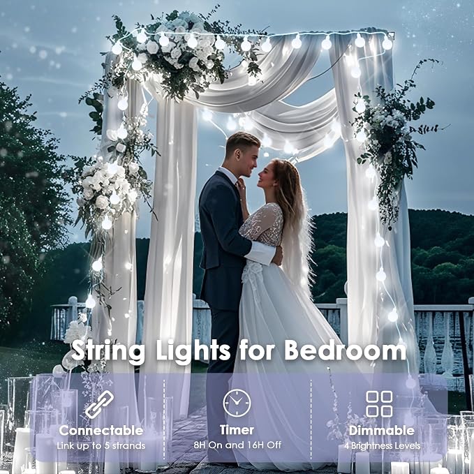 Connectable 43FT Globe String Lights Indoor, 100LED Classroom Lights | White Fairy Lights Plug in, Remote Control, 8 Modes, Hanging Light for Bedroom Outdoor Party Classroom Christmas Decor