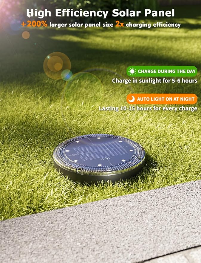 Color Changing Solar Ground Lights with 33ft Long Distance Remote Control - Flat Solar Lights Outdoor Waterproof - Pathway Lights Solar Powered for Yard Decorative Outside Lawn Walkway [10 Pack]