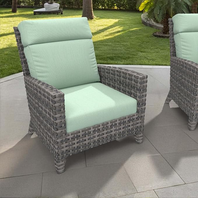 Covers & All Sunbrella Outdoor Cushions, High Back Outdoor Chair Cushions with Supportive Foam Seat and Poly Fill Back, Made with Waterproof, Stain & Fade Resistant Sunbrella Fabric for Patio Chairs