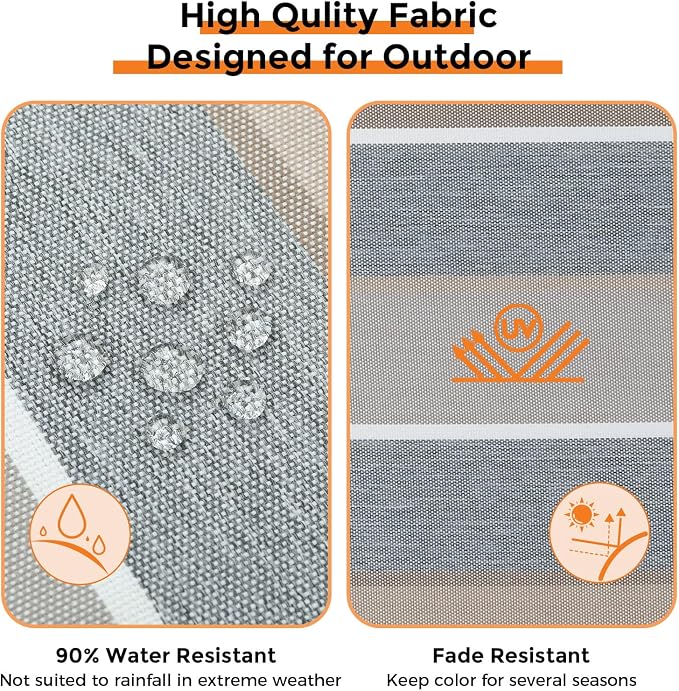 Magpie Fabrics Indoor Outdoor Cushion Cover Replacement 2 Pack, NO Insert! Water Repellent Slipcover with Ties Decor for Patio Garden Chair Sofa Bench Wicker(Grey Striped, 22x20x4 Inch)