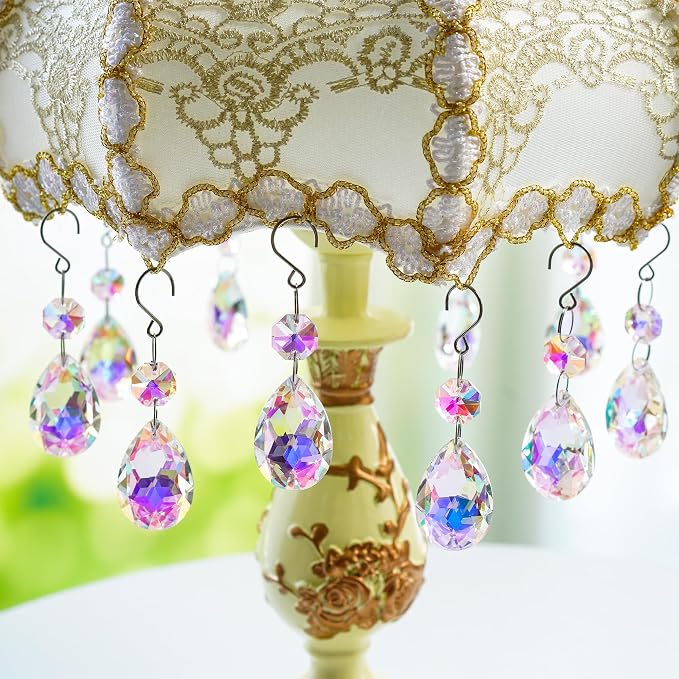 10 Pcs 3 Inch AB Crystal Bauhinia Prisms Chandelier Decor | AB Color Crystal Bauhinia Prisms Pendants Chandelier Replacement Beads Suncatcher Hanging for Window Wedding DIY Craft Decor