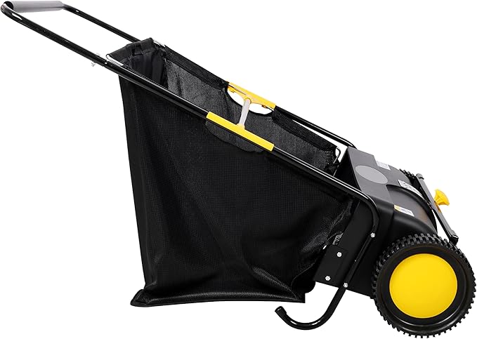 Push Lawn Sweeper, 26 in Leaf & Grass Collector with 7 cu. ft. Hopper Bag, Heavy Duty Yard Sweeper, Adjustable Spinning Brushes Height for Leaves Grass Cleanup (26 Inch)