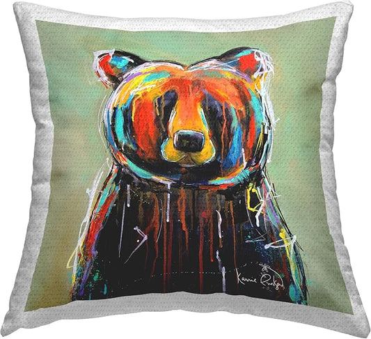Stupell Industries | Contemporary Urban Drip Bear, 18 x 18 | Outdoor Pillow, Made in USA - By Karrie Evenson