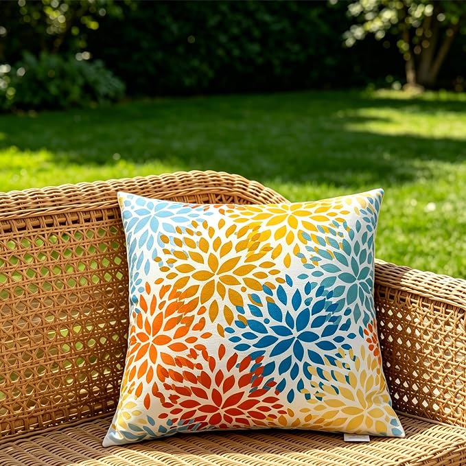 Outdoor Pillows 2-Pack, Waterproof Fade-Resistant (Sunflower, 18x18) | Zippered removable covers easy cleaning, premium PP cotton fill resilient comfort, multiple color options, reinforced edges