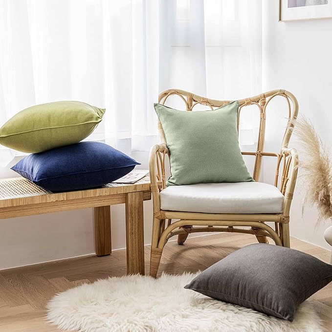 Home Brilliant Outdoor Pillows Covers 16 x 16 Waterproof Sage Green Pillow Covers for Patio Garden Bedroom Backyard Decor, 16x16 inch, Sage Green