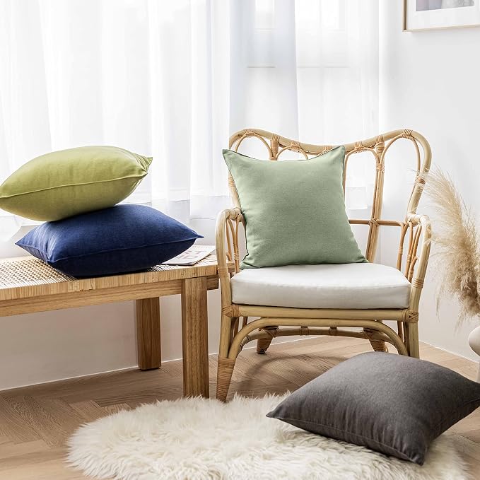 Home Brilliant Green Pillow Covers 18x18 Throw Pillows for Outerdoor Couch Waterproof Farmhouse Accent Pillows for Bedroom Holidays Decor, Set of 4, 18 x 18 inch, Green