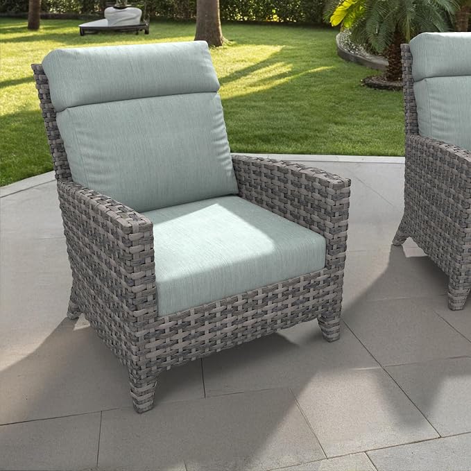 Covers & All Sunbrella Outdoor Cushions, High Back Outdoor Chair Cushions with Supportive Foam Seat and Poly Fill Back, Made with Waterproof, Stain & Fade Resistant Sunbrella Fabric for Patio Chairs