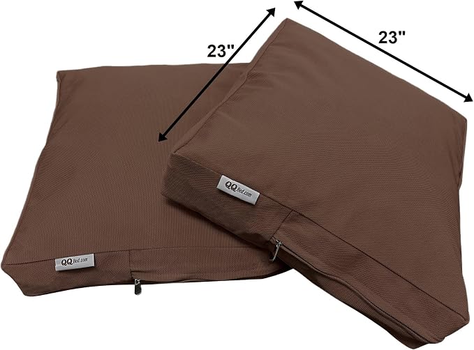 2 Pack 23X23 Inch Outdoor Back Cushion Memory Foam Pillows with Waterproof Internal Cover for Patio Furniture, Sofa, Loveseat, Deep Seat Chair - Brown Color
