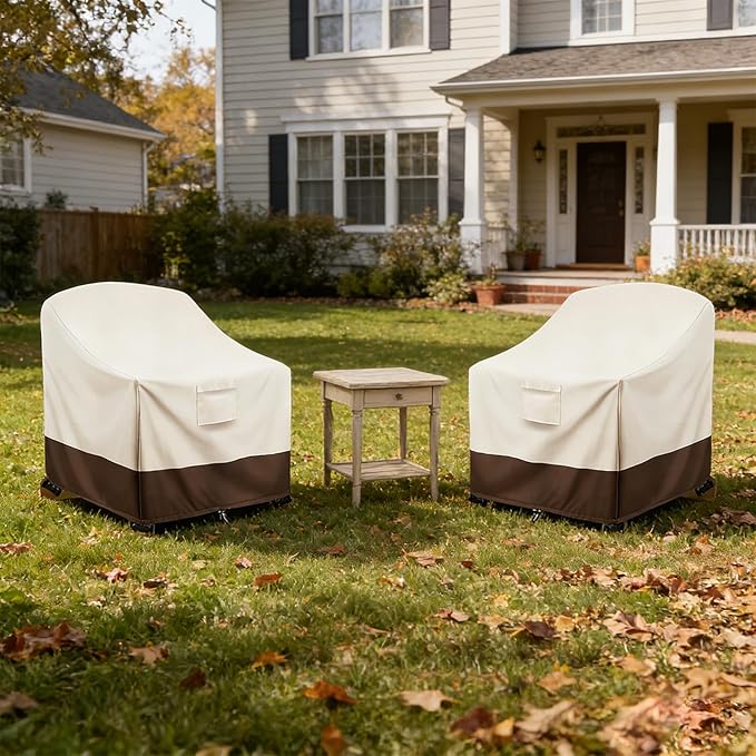 Patio Adirondack Chair Cover 2 Pack, 33W x 35D x 36H inches Waterproof Heavy Duty Outdoor Chair Covers,Adirondack Chair Covers for Outdoor Chair, Beige