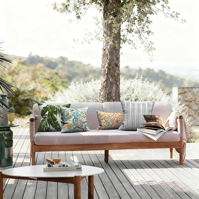 LVTXIII Outdoor/Indoor Throw Pillows, Decorative Throw Pillows with Inserts, 18”x18” Square Pillows for Bed, Couch, Sofa and Patio Furniture (Set of 2, Palm Green)