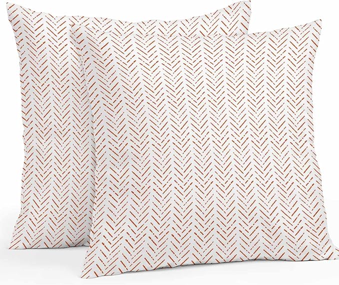 Vandarllin Outdoor Throw Pillows Covers 18x18 inch Set of 2 Waterproof OrangeStripes Decorative Zippered Cushion Covers for Patio Furniture, Modern Art Lines Lumbar Pillowcases