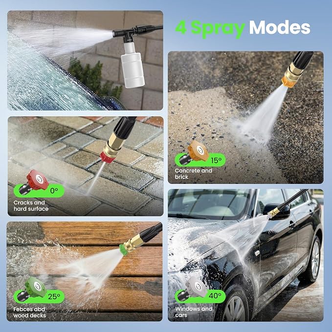 Pressure Washers, Power Washers 4500PSI 2.6GPM with 4 Wheels, High Pressure Cleaning Machine for Cars/Fences/Driveways/Patios/Farms/Home Cleaning