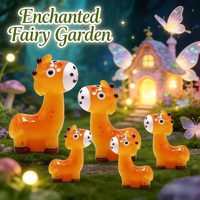 Mini Giraffe Figurines for Fairy Garden - 50 Pack Yellow Resin Animals for Terrarium Decorations, DIY Miniature Landscape & Dollhouse Accessories
