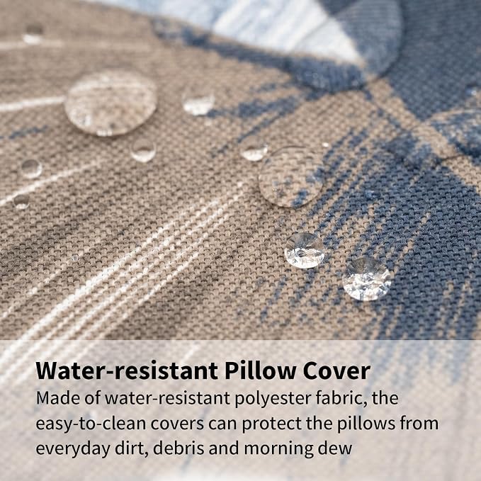 2 Pack Outdoor Throw Pillows 26" Patio Sofa Pillow,Blue Leaves | Water-Resistant Outdoor Cushions,Decorative Pillows with Insert for Patio Garden Porch,Blue Leaves