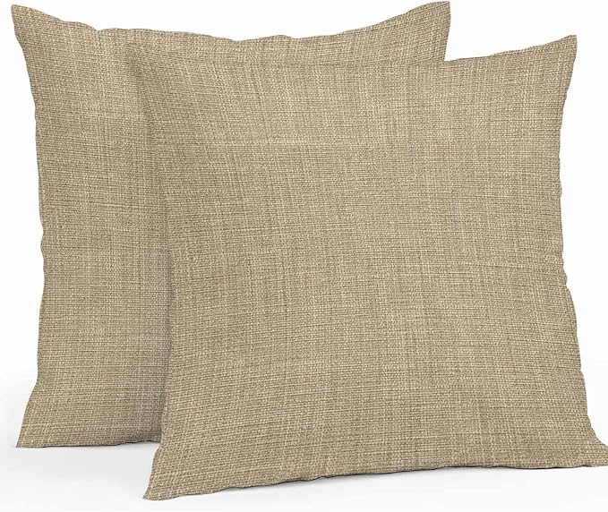 Pack of 2 Waterproof Outdoor Pillow Covers 24x24 Inch Decorative Pillow Covers Brown Farmhouse Throw Pillowcases Vintage Country Monochrome Textured Outdoor Cushion Cover for Couch, Patio, Tent