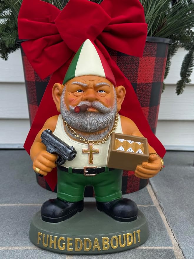 Vito CorleGnome' - 11’’ Funny Gnome Decorations/Ornaments/Figurines for Home/Yard/Patio/Garden/Indoor Statues - Italian Decor - Grandmother Mom Non Solar