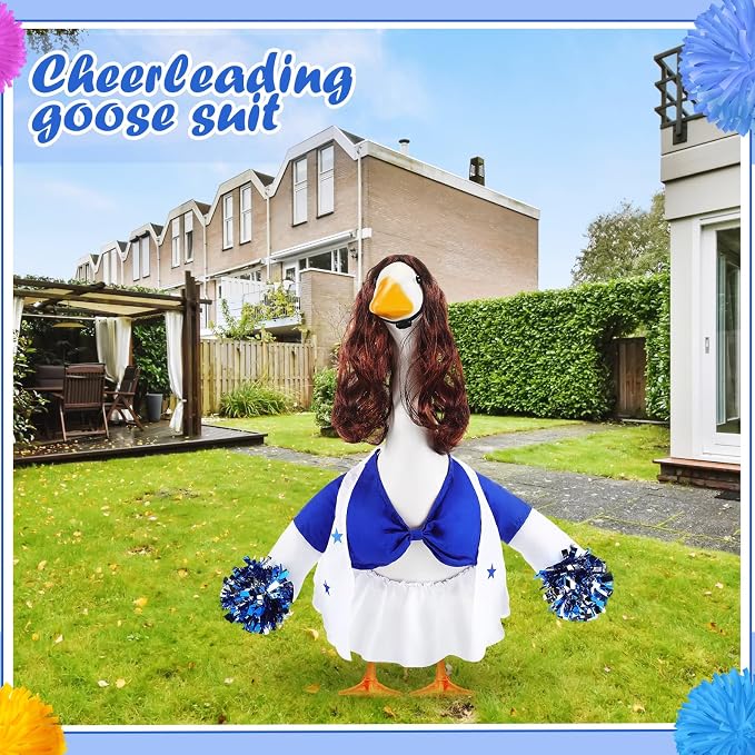 2 Pcs Cheerleader Porch Goose Outfit Clothes Cheerleading for 23" Goose Costume Garden Yard Outdoor Decorations