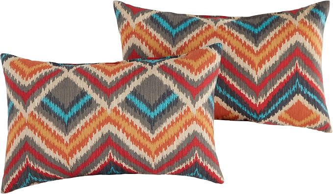 South Pine Porch Outdoor 19x12-inch Rectangle Accent Pillow (Set of 2), Surreal Chevron