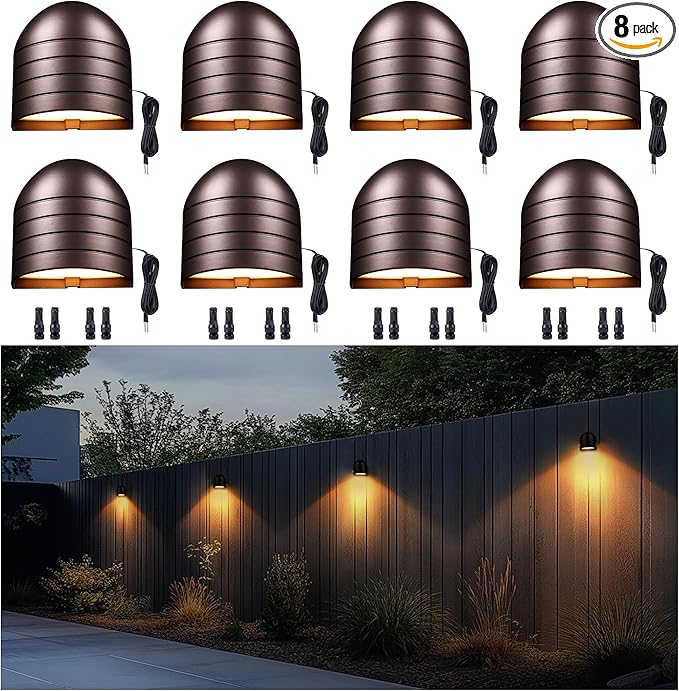 LED Deck Lights - Outdoor Landscape 12V Waterproof Lighting, Low Voltage Step Lights, Warm White & Cool White Adjustable Wired Aluminum Oil-Rubbed Bronze for Wall Stair Yard 8 Pack