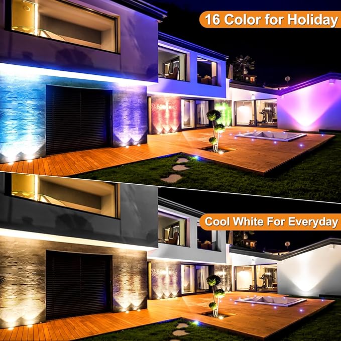 Landscape Lighting - Low Voltage Landscape Lighting 10W RGB Landscape Lights with Color Changing, 12V-24V Waterproof Outdoor In-Ground Lights for Yard Garden (10)