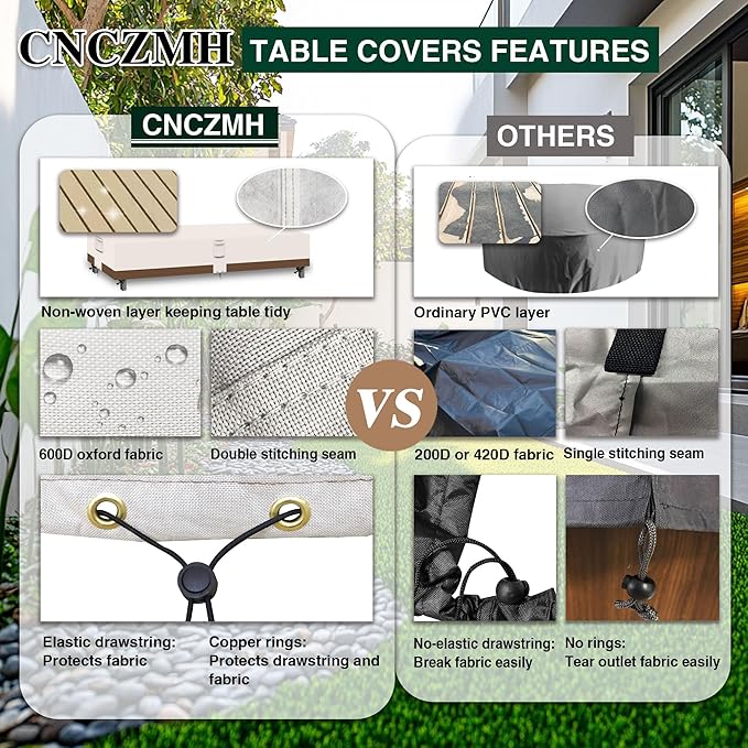 Heavy Duty Patio Furniture Covers Waterproof, 600D Outdoor Furniture Cover Waterproof for Sectional Sofa Couch, Outdoor Dining Table and Chair Set Covers 128''L x 84''W x 28''H, Beige Brown