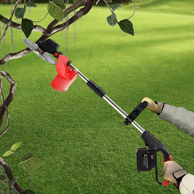 21V Cordless Weed Eater - 4-in-1 Electric String Trimmer/Edger/Brush Cutter, 30000mAh Battery Powered with 2 Li-Ion Batteries & Charger, for Lawn/Yard/Garden (Lightweight)