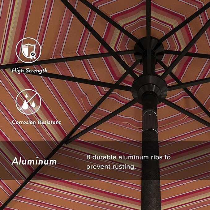 California Umbrella 7.5' Rd. Aluminum Patio Umbrella, Crank Lift, Collar Tilt, Bronze Pole