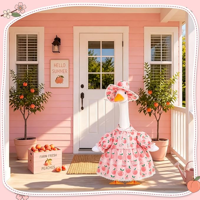 FuWeave Fall Porch Goose Outfit for Lawn Decor | Fits 23"/17" Lawn Plastic/Cement Statue Goose Costume Dress for Front Outdoor Courtyard Garden Patio Yard Decoration