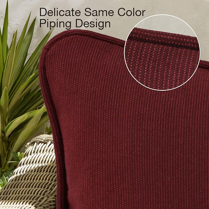 Unimatta Sunbrella Decorative Outdoor Water Repellent Throw Pillows with Inserts, Set of 4, 20" x12" Pillows for Patio, Backyard, Bed, Couch, and Patio Furniture, Spectrum Ruby