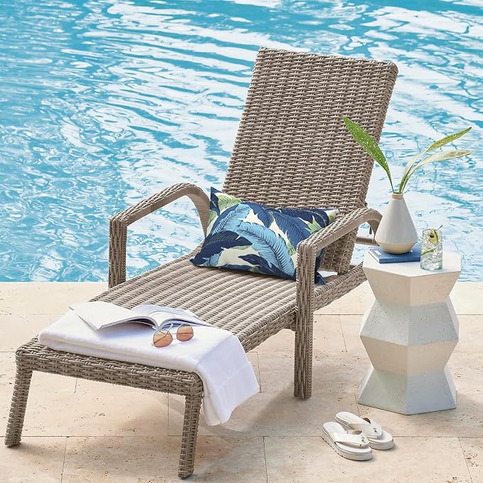 DYTXIII Pack of 2 Outdoor Waterproof Lumbar Pillow Covers ONLY, 12x20 Rectangle Decorative Double Printed Pillow Cases for Patio Couch Porch Furniture - Swaying Palms Blue