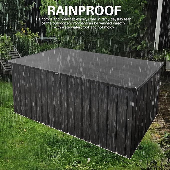 215 Gallon Outdoor Storage Box, Pool Storage Bin with Lockable Lid for Patio Furniture, Pool Supplies, Garden Tools