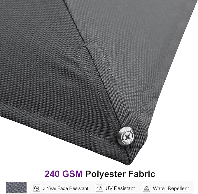 PURPLE LEAF 13' X10' Space Saving Rectangle Patio Umbrella Large Outdoor Aluminum Offset Umbrella with 360-degree Rotation Cantilever Umbrella for Garden Deck Backyard Pool Grey